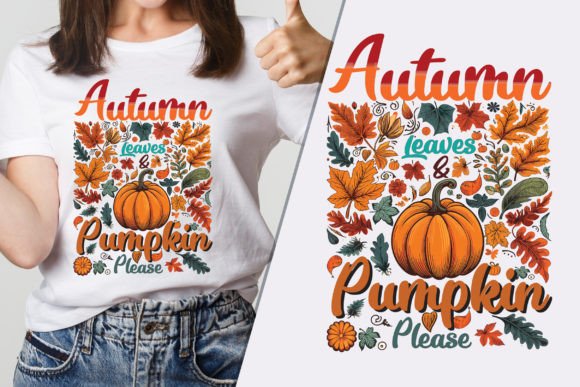 Autumn Leaves & Pumpkin T-Shirt Graphics