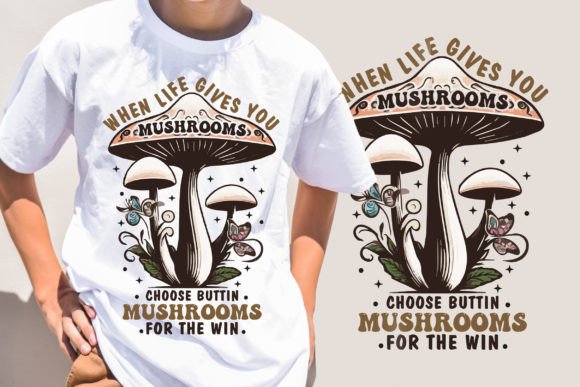 Button Mushrooms Classic T-Shirt Design Graphics