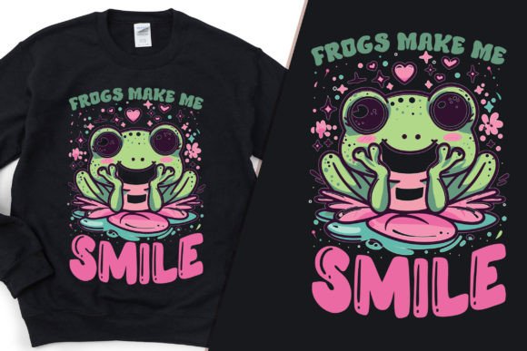 Frog Makes Me Smile Graphics & T-Shirt Designs