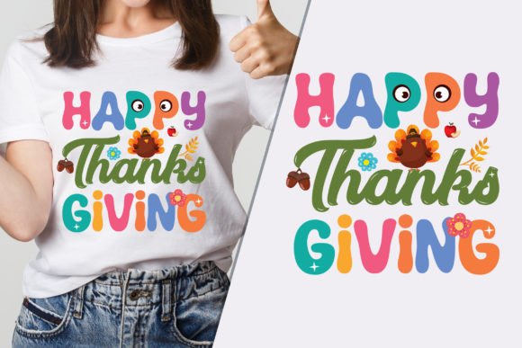 Happy Thanks Giving Trendy T‑Shirt SVG: Graphics