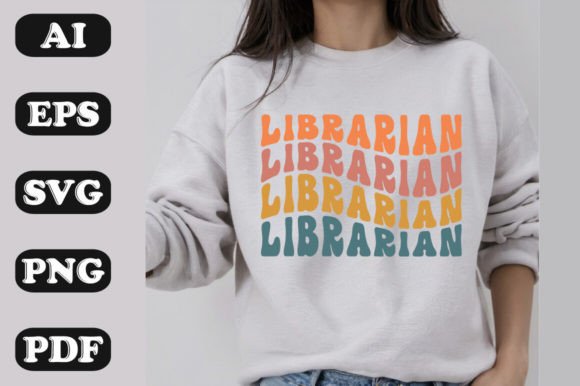 Librarian Retro Wavy SVG: Graphics for T-Shirt Designs