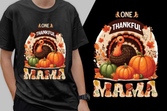 One Thankful Mama Modern T-Shirt Design