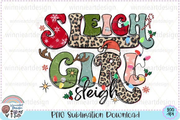Sleigh Girl Retro Christmas Graphics for T-Shirt Designs